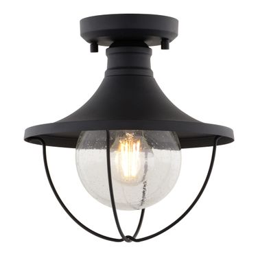 Dunlap 10 Inch Outdoor Semi-Flush Mount In Textured Black
