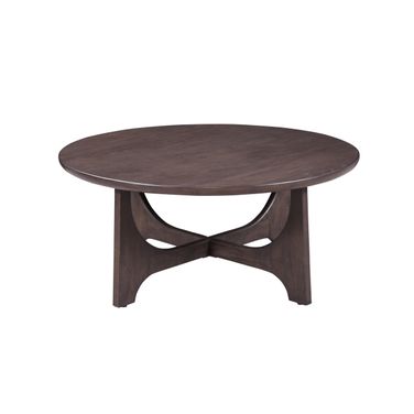 Dunnigan Round Cocktail Table In Antique Brown Oak