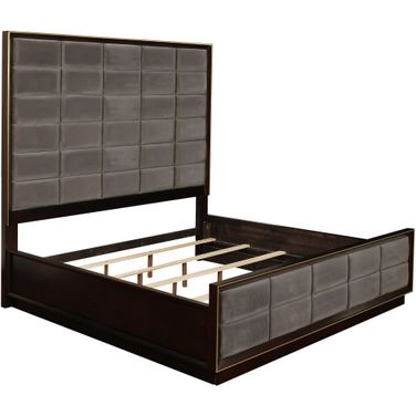 Durango California King Upholstered Bed Smoked Peppercorn and Grey