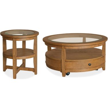 Durant Round Occasional Table Set In Honey Brown