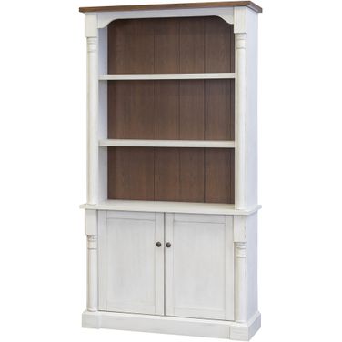Durham Rustic Wood Bookcase with Doors In White