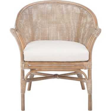 Dustin Rattan Accent Chair with Cushion in Grey