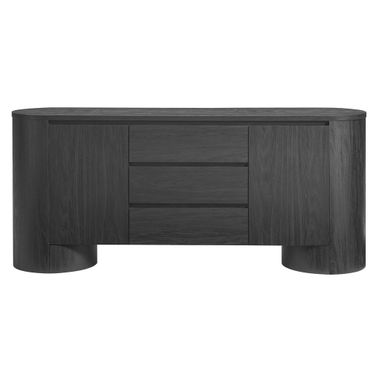 Duval 71 Inch Rounded Sideboard Storage Cabinet In Black