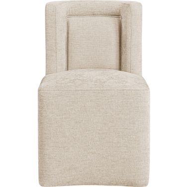 Duvina Chenille Performance Fabric Upholstered Dining Chair In Beige