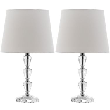 Dylan 16-Inch H Tiered Crystal Dark Grey Lamp in Clear Set of 2
