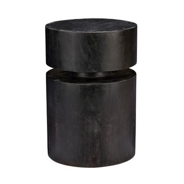 Dylan Wood Round Side Table In Charcoal
