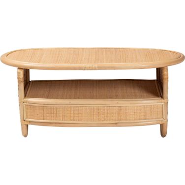 Dyna Natural Rattan Coffee Table with Open Shelf In Natural