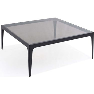 Dynasty Black Smoked Glass Top Square Coffee Table