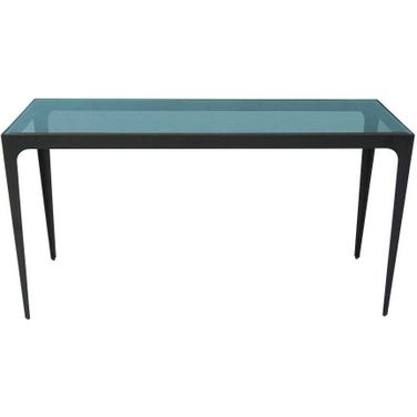 Dynasty Side Table With Ocean Blue Glass Top