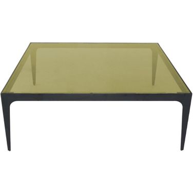 Dynasty Square Coffee Table With Yellow Glass Top