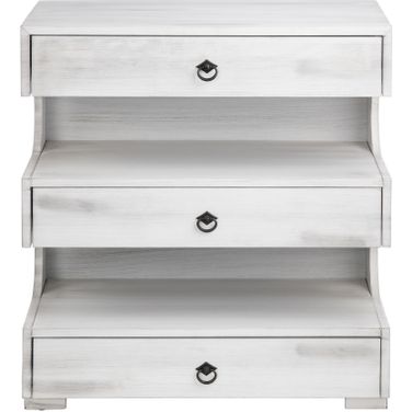 E-Shaped 3-Drawer Chest In White and Gray