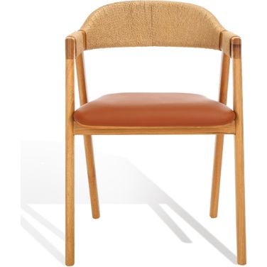 Eamon Leather Dining Chair In Natural and Brown