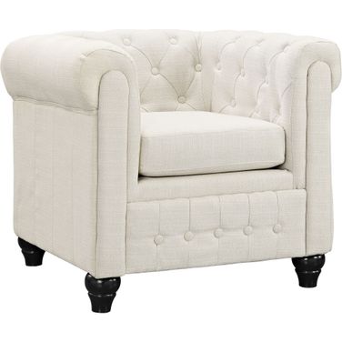 Earl Upholstered Fabric Armchair In Beige