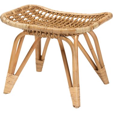 Earvin Rattan Footstool In Natural Brown