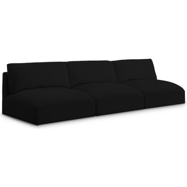 Ease Polyester Fabric 3 Seater Modular Sofa with Arm Support In Black