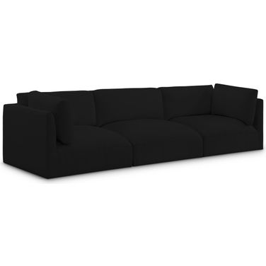 Ease Polyester Fabric 3 Seater Modular Sofa In Black