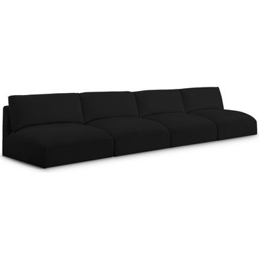 Ease Polyester Fabric 4 Seater Modular Sofa with Arm Support In Black