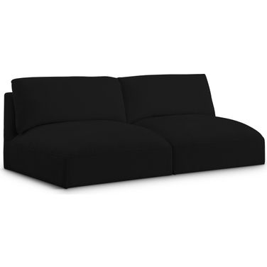 Ease Polyester Fabric 2 Seater Modular Sofa with Arm Support In Black