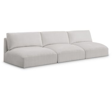 Ease Polyester Fabric 3 Piece Modular Sofa In Cream