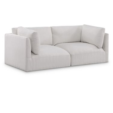 Ease Polyester Fabric 2 Piece Modular Sofa In Cream