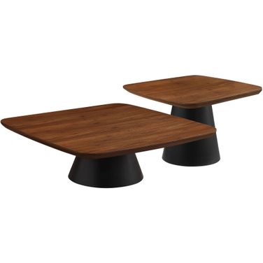 Eason 2-Piece Coffee Table Set In Walnut and Black