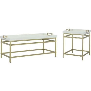 East Camden Rectangular Occasional Table Set In Pearl