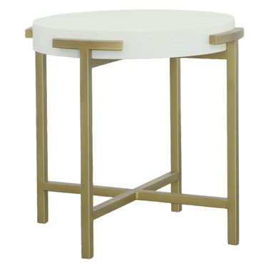 East Camden Round End Table In Pearl