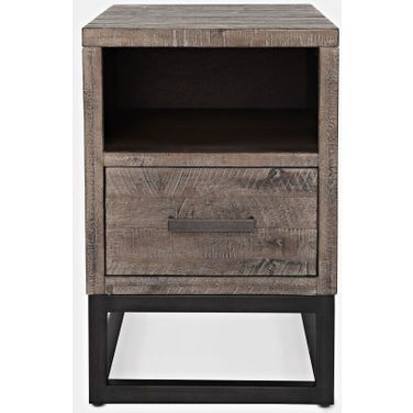 East Hampton USB Charging Chairside Table In Distressed Grey