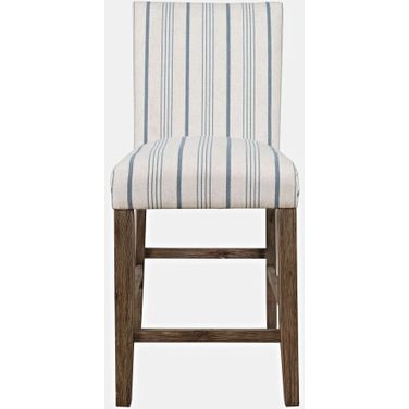 Eastern Tides Upholstered Parsons Barstool Set of 2 In Blue Stripe