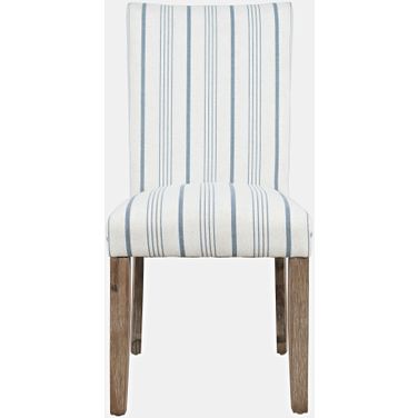 Eastern Tides Upholstered Parsons Dining Chair Set of 2 In Blue Stripe
