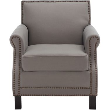Easton Sea Mist and Java Club Chair with Brass Nailhead Detail