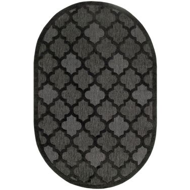 Easy Care 6' x 9' Oval Rug In Charcoal Black