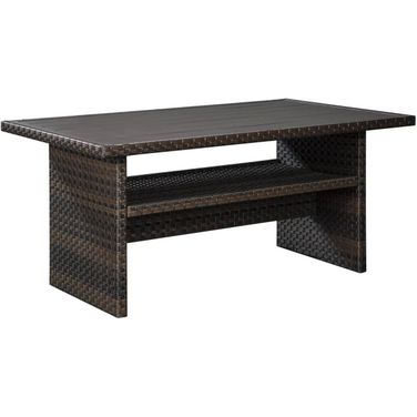 Easy Isle Dark Brown And Beige Outdoor Rectangular Dining Table