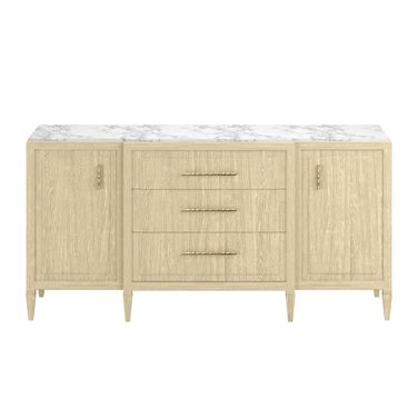 Eave Credenza with Stone Top In Sundrenched Oak and Natural Oak