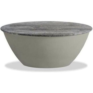 Eave Small Coffee Table Silver Taupe Micro Cement Base In Silver Grey