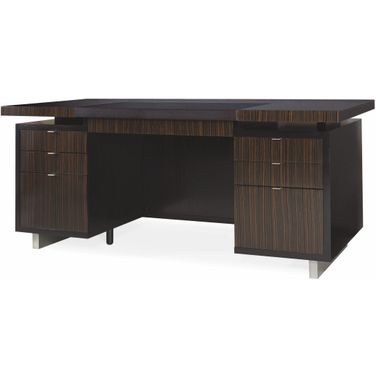 Ebony Desk - Leather Top In Black