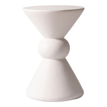 Echo Fiberglass Outdoor Side Table In Cream