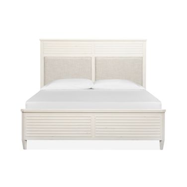 Echo Isles King Upholstered Panel Bed In Sea Pearl and Driftwood