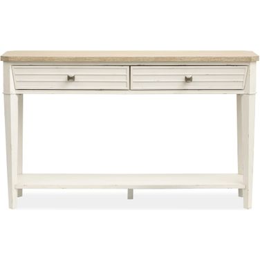 Echo Isles Rectangular Sofa Table In Sea Pearl and Driftwood