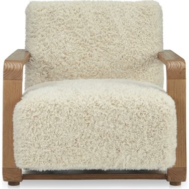 Eckersley Lounge Chair In Cream Faux Fur