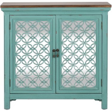 Eclectic Living Turquoise 2 Door Accent Cabinet