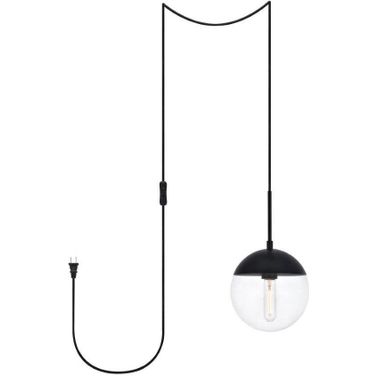 Eclipse 1 Light Black Plug In Pendant With Clear Glass LDPG6027BK