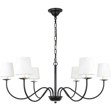Eclipse 6 Light Black And White Shade Chandelier
