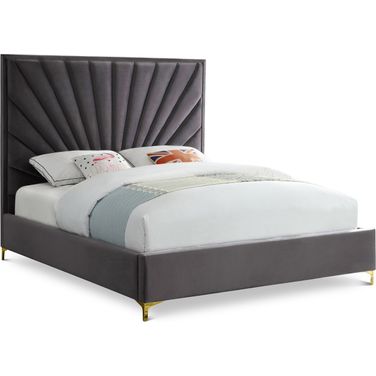 Eclipse Velvet Full Bed In Grey