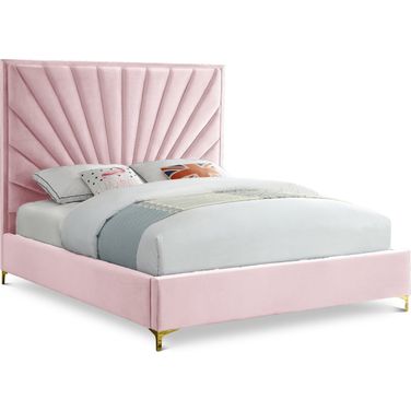 Eclipse Velvet Full Bed In Pink