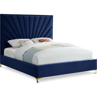 Eclipse Velvet King Bed In Navy