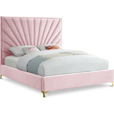 Eclipse Velvet Queen Bed In Pink