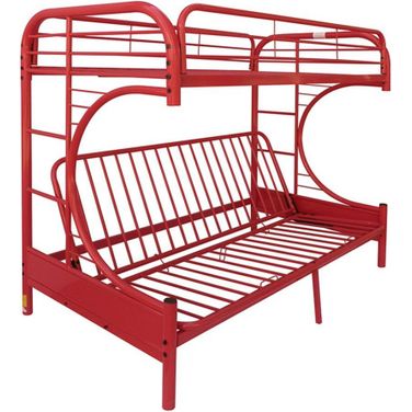 Eclipse White and Red Twin Over Full Futon Bunk Bed
