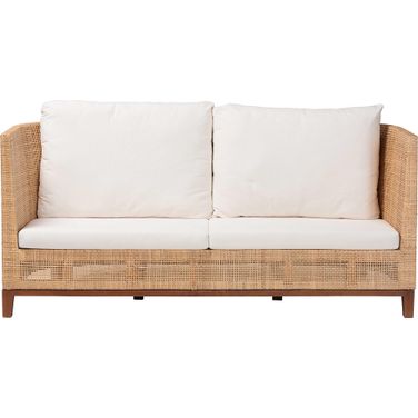 Edda Natural Rattan 3-Seater Sofa with Upholstered Cushions In Natural