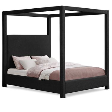 Eden Boucle Fabric King Bed In Black